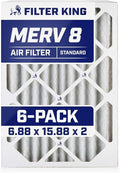 Filter King 6.88x15.88x2 Air Filter | 6-PACK | MERV 8 HVAC Pleated A/C Furnace by FilterKing