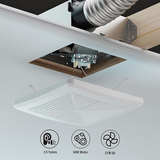 50CFM Bathroom Exhaust Fan: Retrofit Ceiling Bath Vent Fan - Image 3