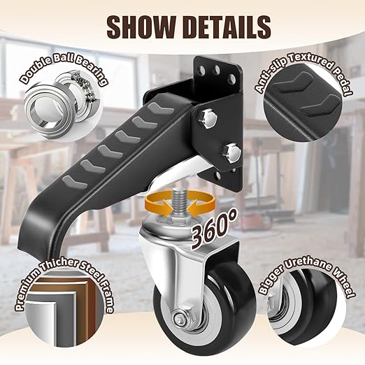 SPACECARE Workbench Casters kit 900Lbs Heavy Duty Quick Release 2 Mounting - Image 5