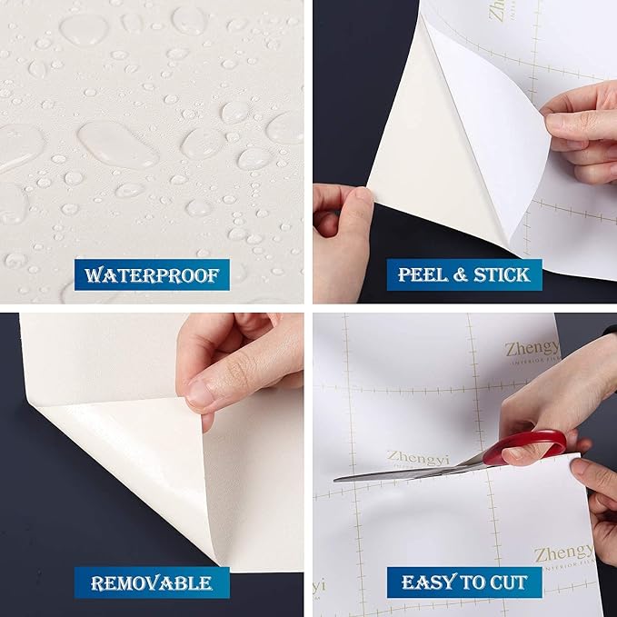 FunStick 36" x 200" Large Matte Cream White Wallpaper Peel and Stick White - Image 4