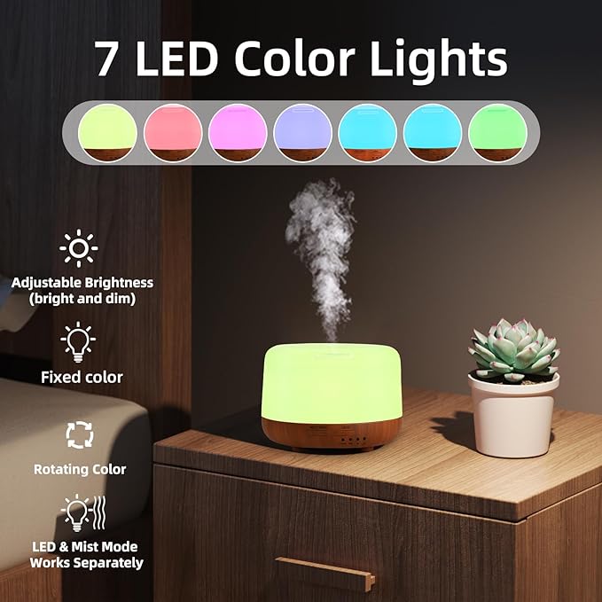 300ML Essential Oil Diffuser Aromatherapy Diffuser, Quiet 8 Hours Operation - Image 9