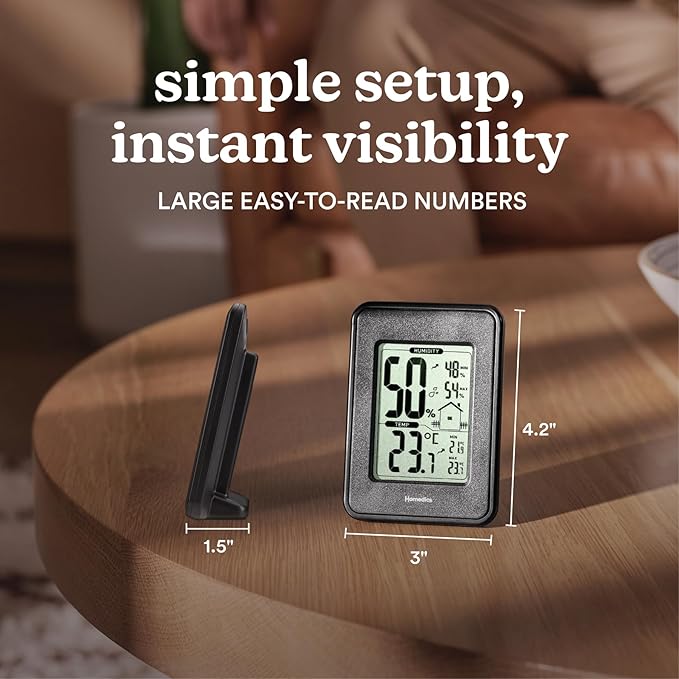 Homedics HM100 Indoor Humidity Monitor, Easy-Read Hygrometer to Monitor Indoor - Image 7