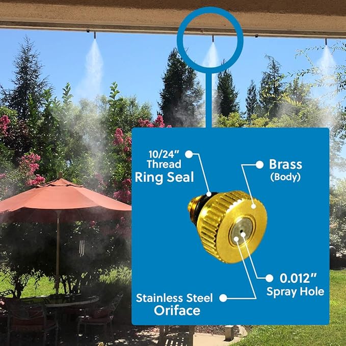 Micro-Mist Nozzle- Garden & Patio Misting System, Cooling Brass Nozzles - Image 6