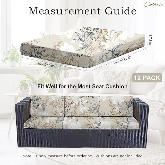 12Pcs Outdoor Stretch Cushion Covers, Waterproof Outdoor Chair Floral Cushion - Image 2