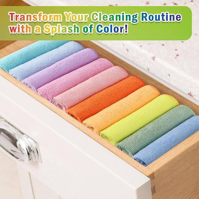 AIDEA Microfiber Cleaning Cloth, Lint-Free Vibrant Cleaning Rags, Microfiber - Image 3