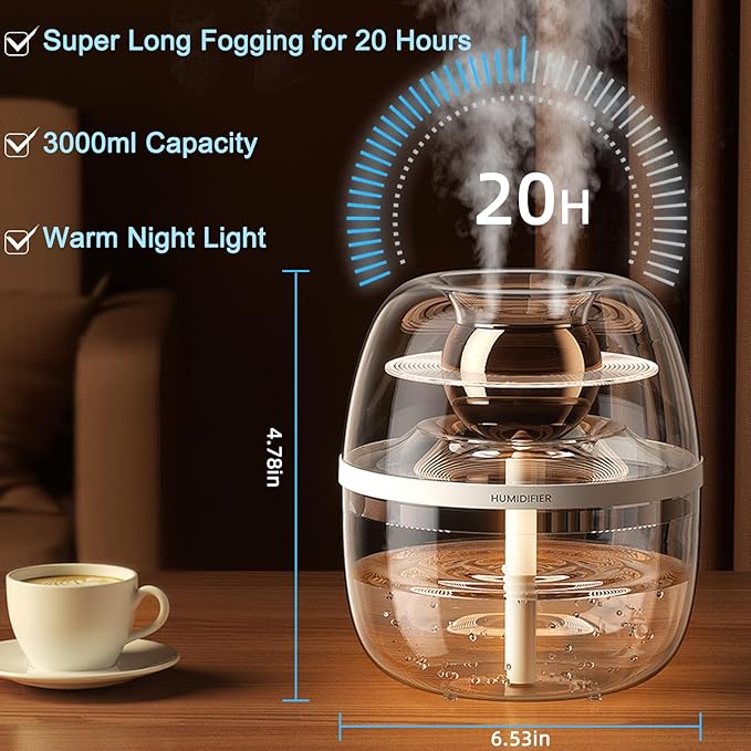 JINGYAN Dreamzy 3L Ultrasonic Cool Mist Humidifier - Image 2