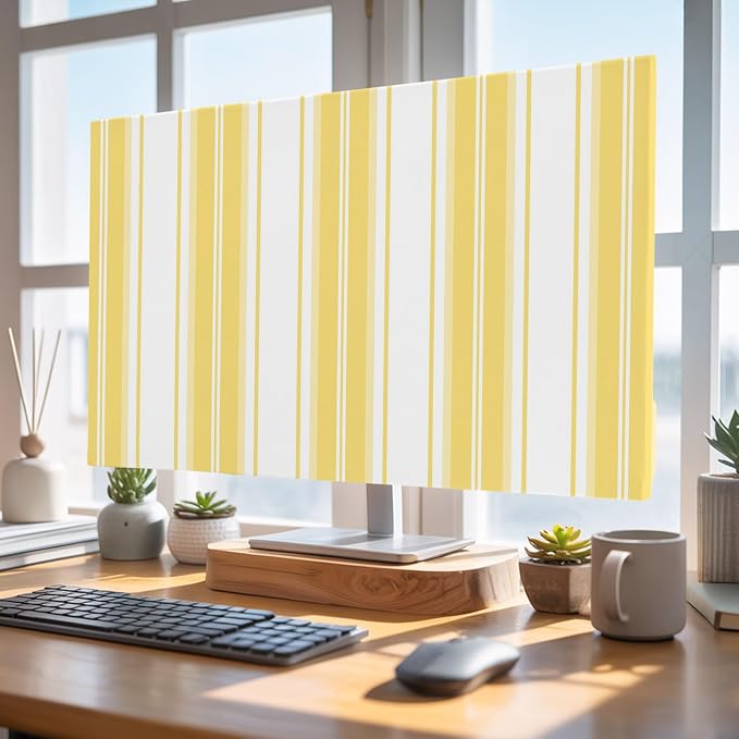 Minimalist Yellow Stripes Indoor TV Cover, Elastic TV Screen Protector Gold - Image 4