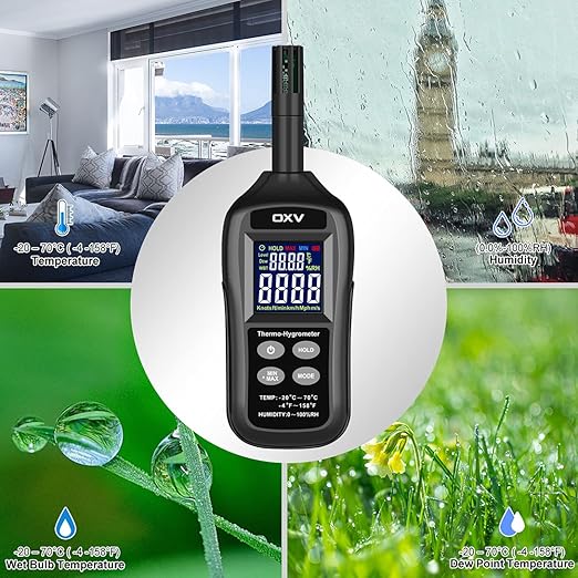 OXV Thermo-Hygrometer Digital Temperature Humidity Meter, Professional - Image 5