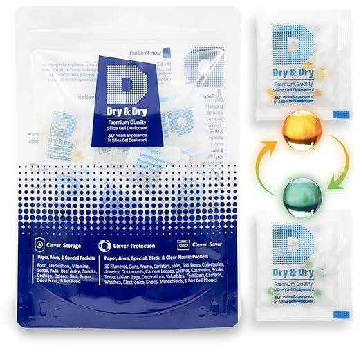 Dry & Dry 3 Gram Orange Indicating Silica Gel Packets Desiccant Dehumidifiers by DryDry