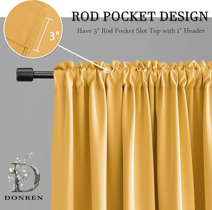 DONREN 72 Inch Length Curtains for Living Room Blackout Curtain Panels - Image 4