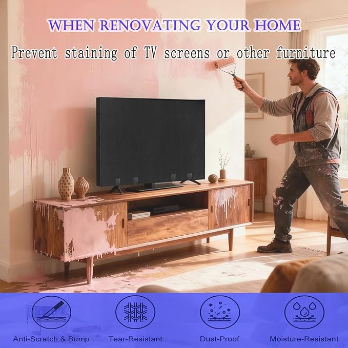 50"-55" Thicken TV Cover Moving Dust Anti-Scratch TV Screen Cover Fits - Image 5