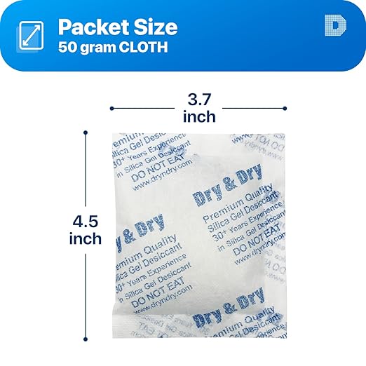 Dry & Dry 50 Gram Premium Pure & Safe Silica Gel Packets Desiccant - Image 6