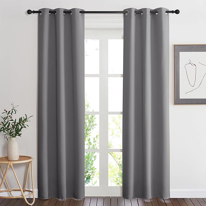 NICETOWN Gray Curtain Blackout Drape Panel, Single Panel, 34 x 84 inch - Image 2