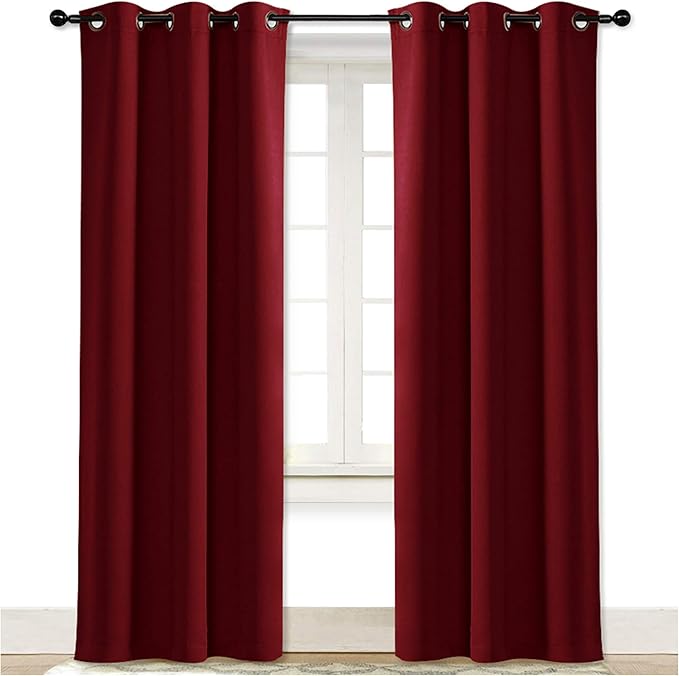 NICETOWN Christmas Red Insulated Blackout Curtain Home Decoration Solid Grommet by NICETOWN