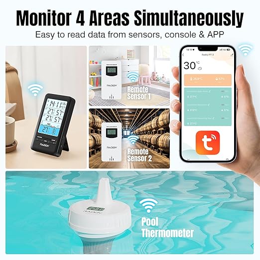 Raddy PT-3 Wi-Fi Pool Thermometer Floating Easy Read - Image 6