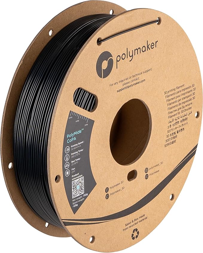 Polymaker Nylon Filament 1.75mm 0.75kg Black CoPA, PolyMide CoPA Warp Free by Polymaker