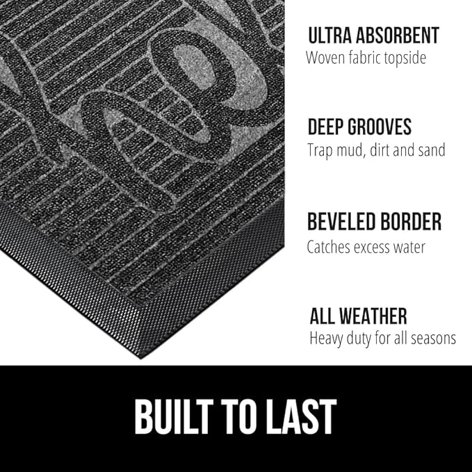 GORILLA GRIP 100% Waterproof All-Season WeatherMax Doormat 35x23, US Designed - Image 2