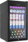 128 Cans Beverage Refrigerator Cooler, 3.2 Cu.Ft Mini Drink Fridge Glass Door by Velieta-SpecialistinFridge