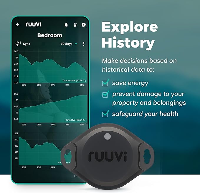 RuuviTag Pro 4in1 Wireless Bluetooth Temperature, Air Humidity, and Air - Image 5
