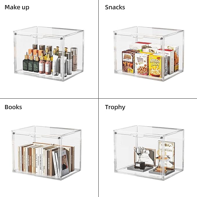 Clear Acrylic Display Case, Extra Large Stackable Storage Bins Magnetic - Image 4