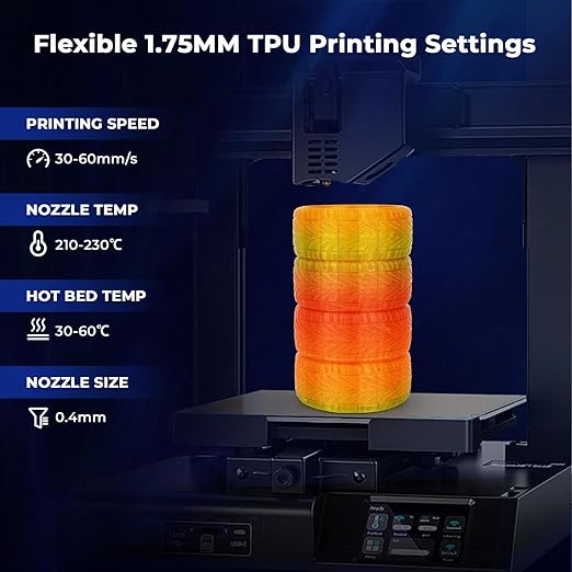 AMOLEN TPU 3D Printer Filament Bundle, Transparent Multicolor Rainbow TPU 1.75mm - Image 6
