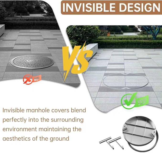 36 inch Stainless Steel Round Invisible Manhole Cover | Embedded Septic Tank - Image 3