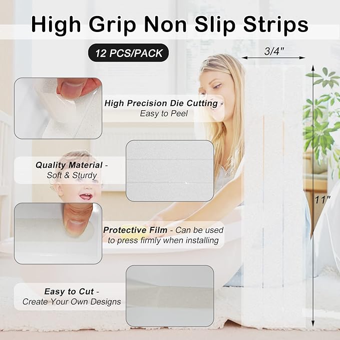 S&X Bathtub Non Slip Stickers, Gritty Textured Slip-Resistant Treads - Image 4