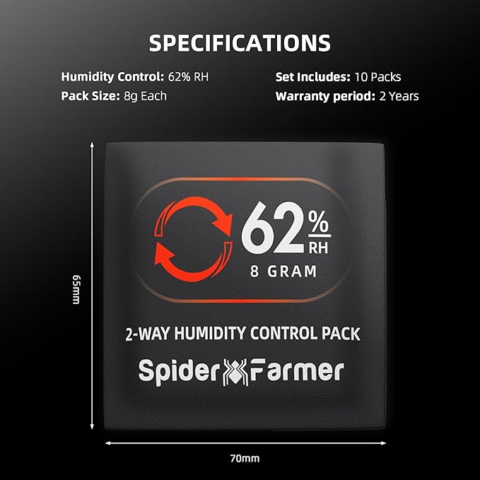 Spider Farmer 62% RH 8g Size Two-Way Humidity Control Packs, 10 Packs, Each - Image 5
