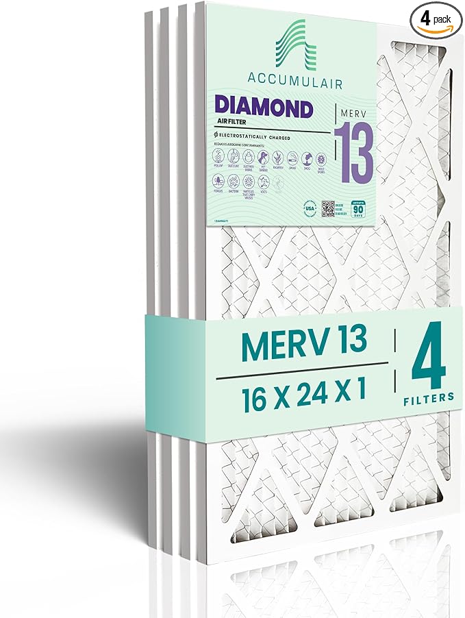 Accumulair Diamond 16x24x1 MERV 13 HVAC Air Filter | Replacement Air Filter by Accumulair
