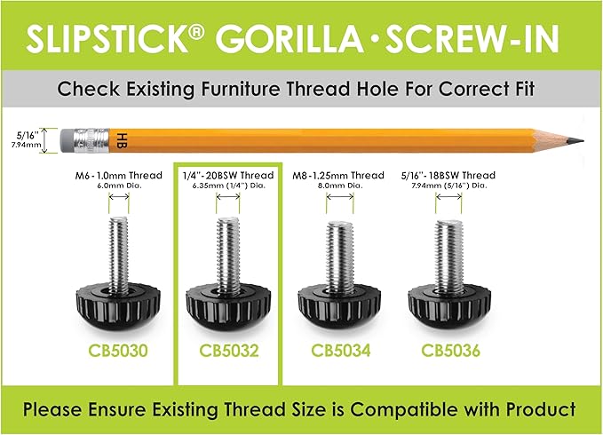 Slipstick Gorilla Outdoor Adjustable Furniture Levelers Weatherproof Screw in - Image 5