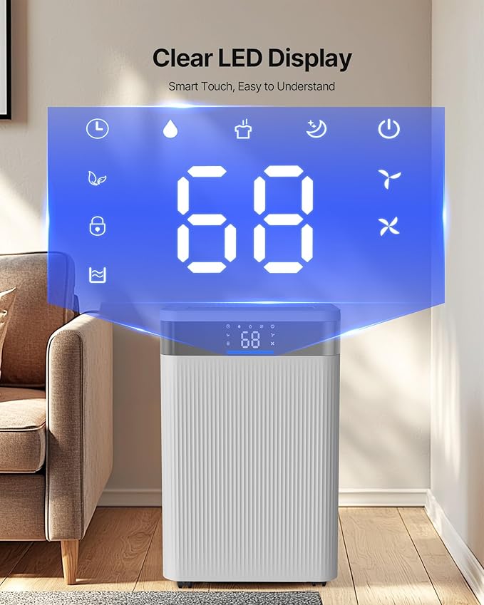 VEVOR 52 Pints Dehumidifier for Home & Basement, 4000 Sq.Ft Large Coverage - Image 4