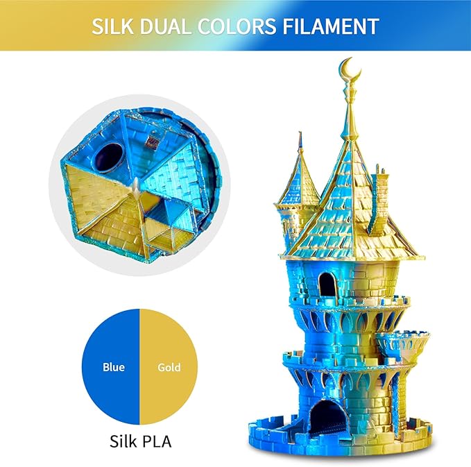 ERYONE Silk Dual Color PLA Filament 3D Printer 1.75mm +/- 0.03mm, Bicolor - Image 4