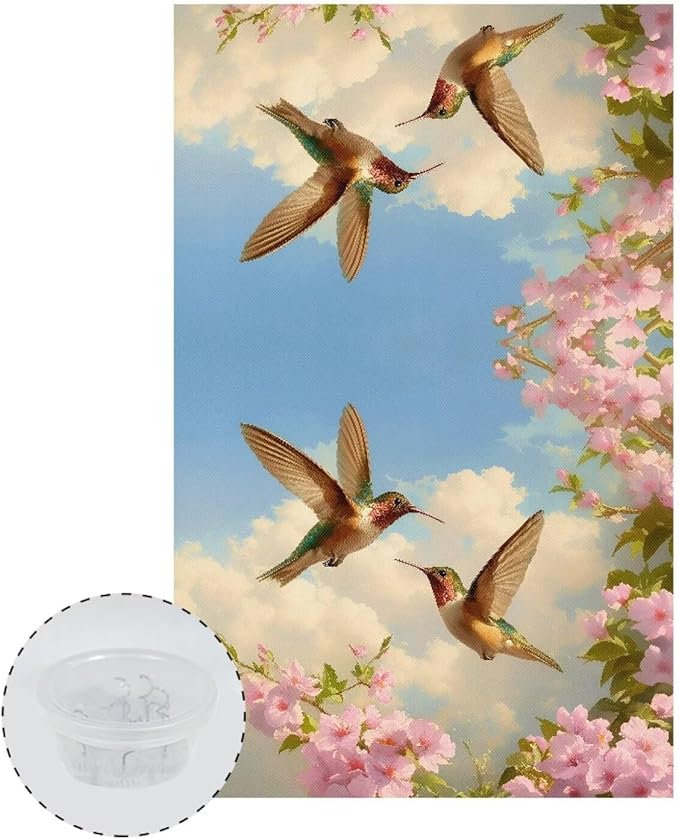 Hummingbird Headrest Cover for Recliner Non-Slip Peach Flower Furniture - Image 2