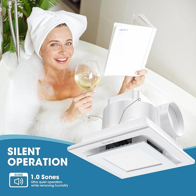 Bathroom Exhaust Fan with Light, Ultra-Quiet 100 CFM Ventilation & 3CCT LED - Image 3