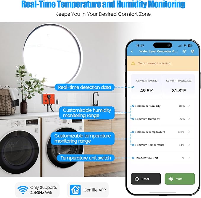 Ortis WiFi Power Failure & Water Leak Alarm, Real-Time Monitoring of Water Level - Image 3