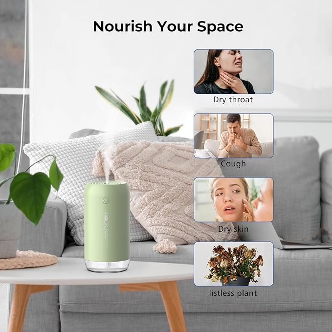 Portable Mini Humidifier, KQLKJ 350ml Small Cool Mist Humidifiers, USB Personal - Image 8