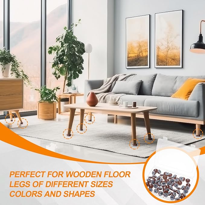 60 Pcs Brown Screw on Furniture Felt Pads, Non Slip Furniture Pads, Nail in - Image 6