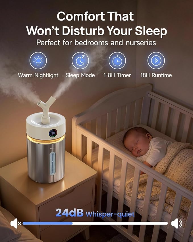 Feekaa Stainless Steel Humidifier, 4L/1Gal Cool Mist Humidifiers - Image 5
