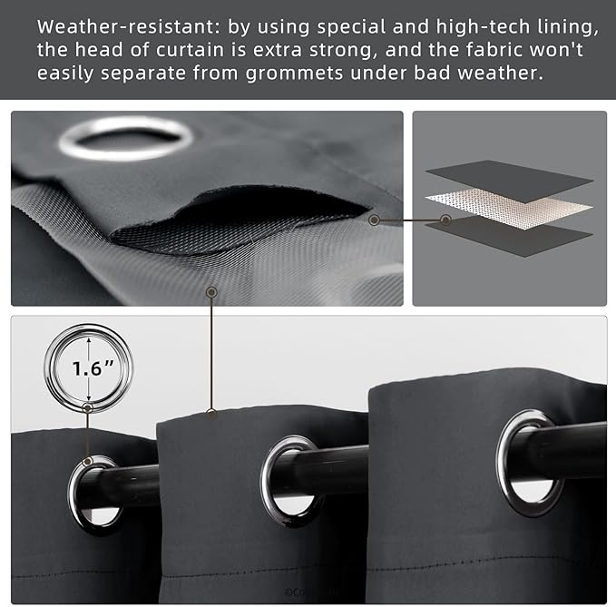 Waterproof Outdoor Curtain W52 x L63 - Image 3