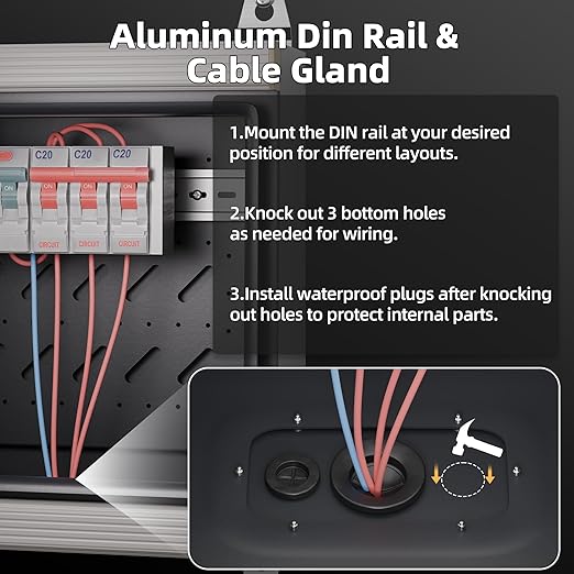 Joinfworld Outdoor Electrical Metal Box 11.8" x 11.8" x 7" Weatherproof Outdoor - Image 4