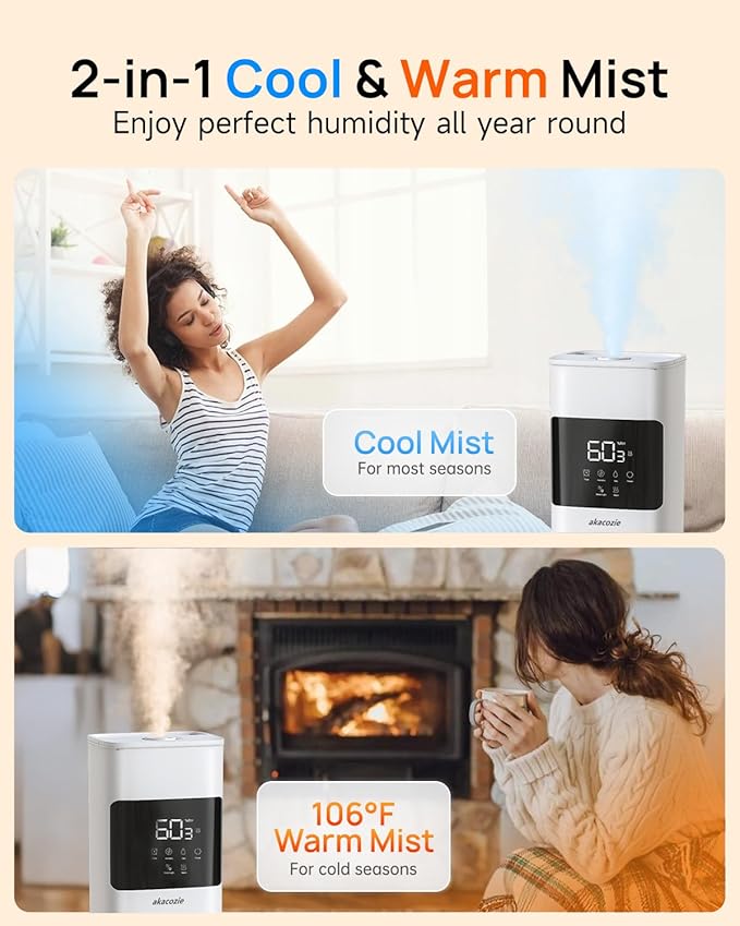 Warm & Cool Mist Humidifiers for Bedroom 500 sq ft, 2.1Gal/8L Top-Fill - Image 2