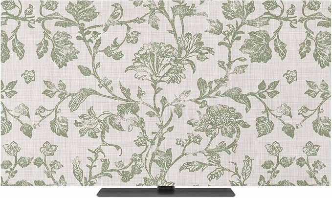 Retro Farm Flower Leaves Texture Indoor TV Cover, Elastic TV Screen Protector - Image 2