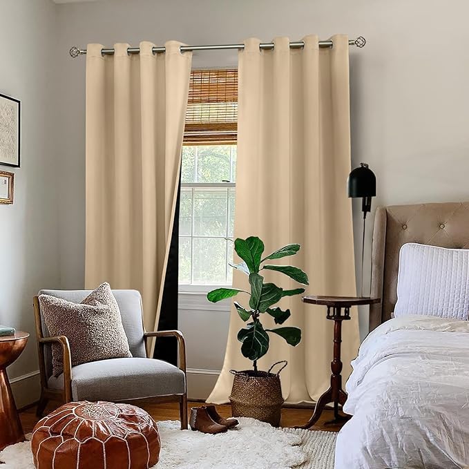 BGment Beige Blackout Curtains 95 Inches Long 2 Panels Set - Image 2