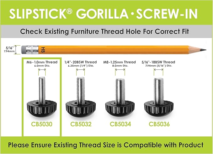 Slipstick Gorilla Outdoor Adjustable Furniture Levelers Weatherproof Screw in - Image 5