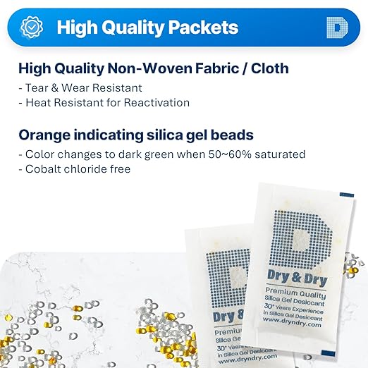 Dry & Dry 10 Gram Orange Indicating Silica Gel Packets Desiccants - Image 2