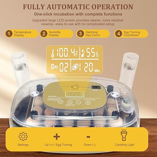 3rd Gen - 24 Egg Automatic Incubator, Stage-Based Adaptive Humidity - Image 2