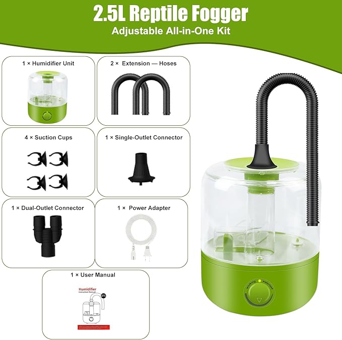 Terrarium Humidifier 2.5L – Top-Fill Ultrasonic Reptile Mister System, - Image 4