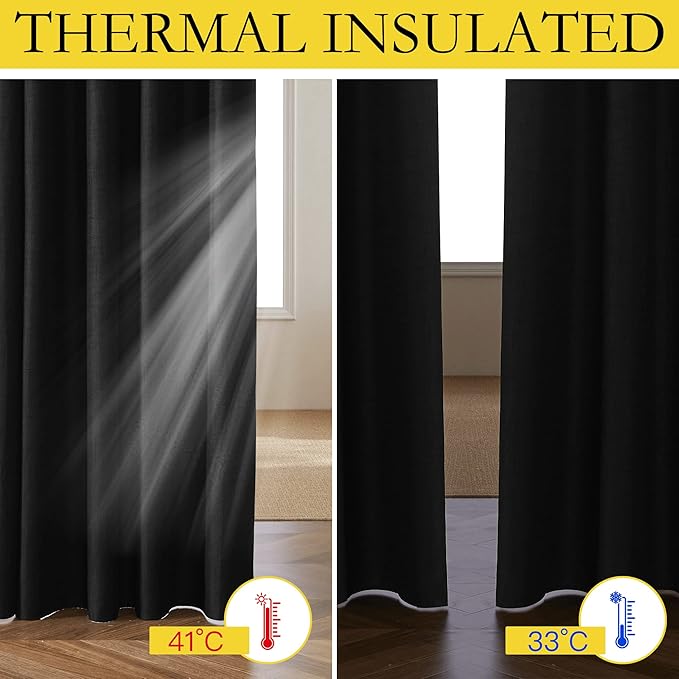NICETOWN 100% Absolutely Blackout Linen Curtains - Image 3