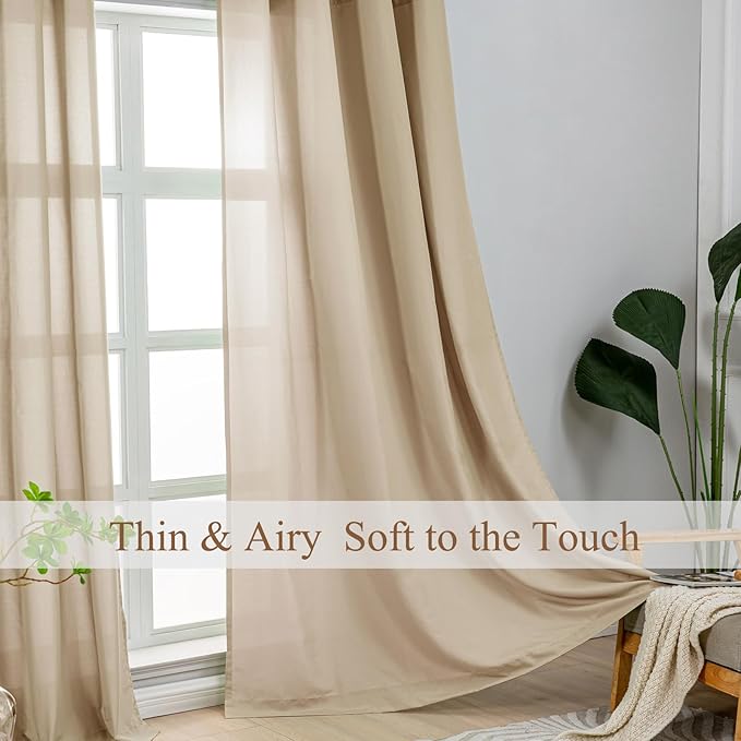 L.Z.E Light Filtering Curtains for Living Room Bedroom Doorway Divider - Image 2