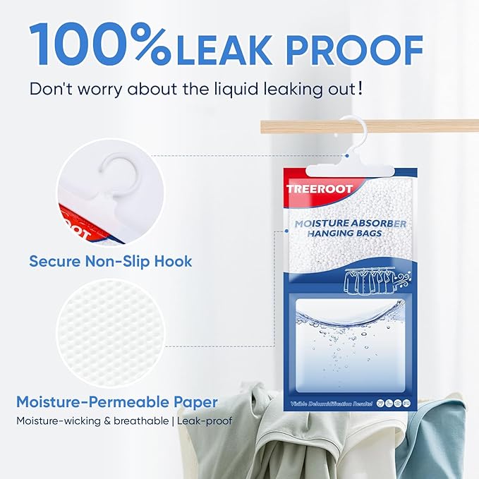 15 Pack Moisture Absorbers for Closet, 16OZ Hanging Closet Dehumidifier Bags - Image 5